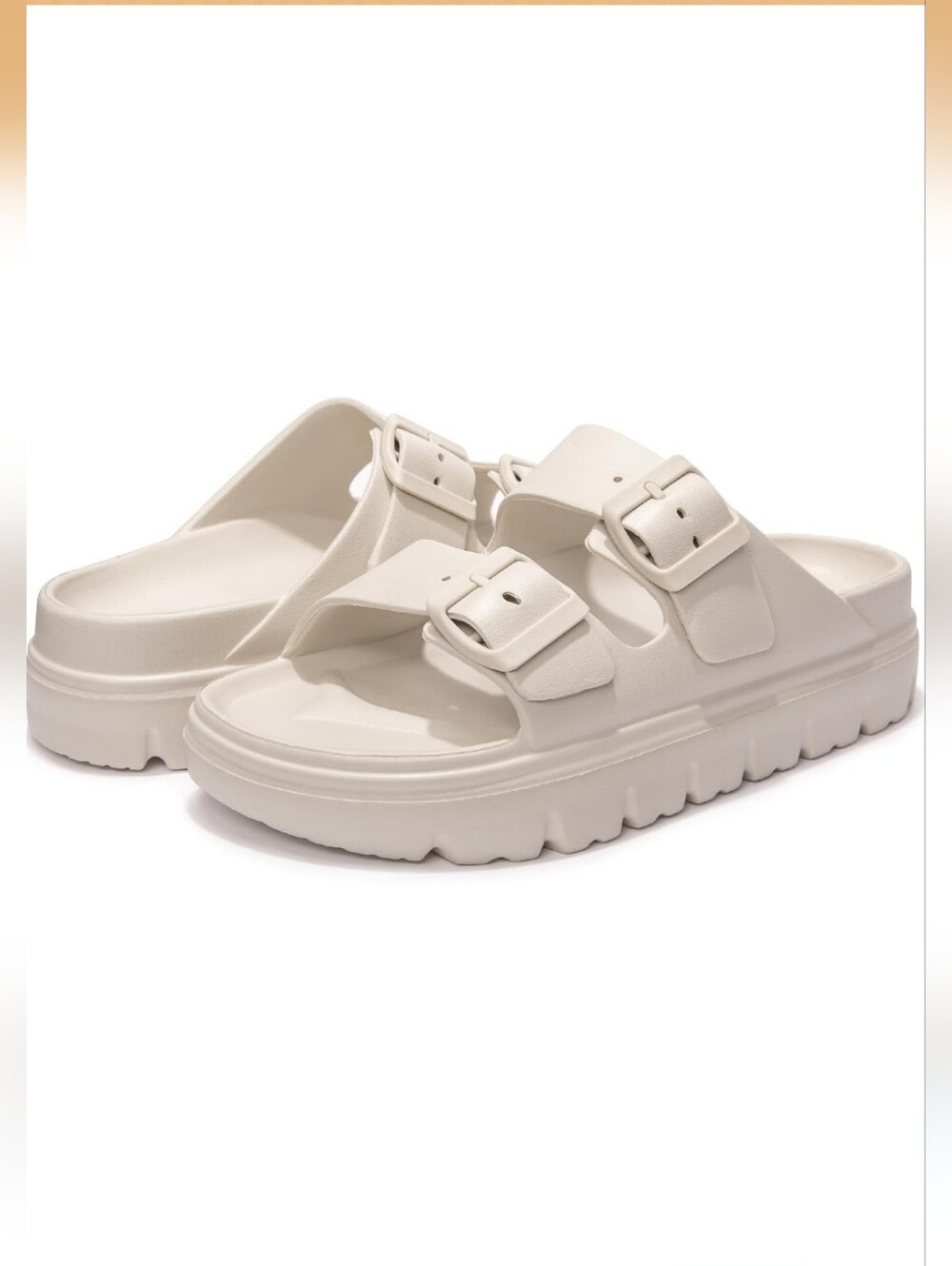 🤎 Light Beige Funky Monkey Platform Slides, Sz 8 (NWT) - Picture 3 of 4
